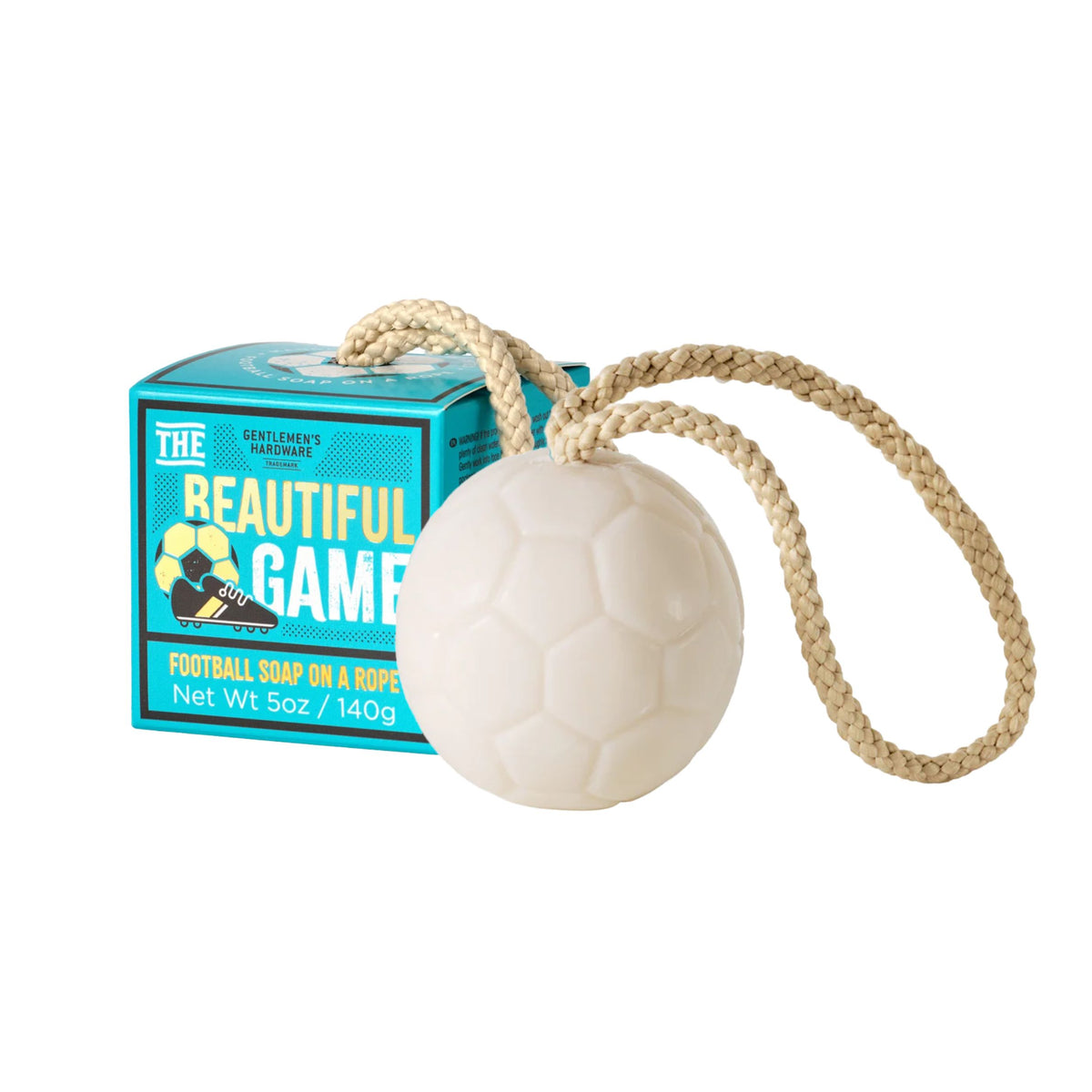 Savon en forme de ballon de foot avec corde de suspension