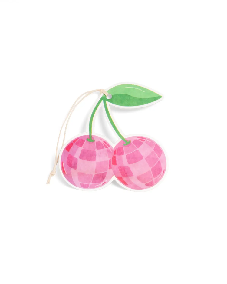 Désodorisant cerise avec motif disco et design rétro