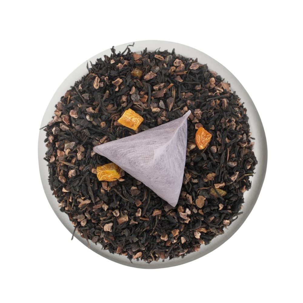 Boîte de thé personnalisée avec infusettes en gros plan