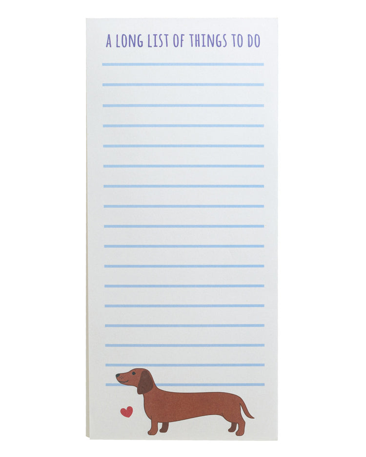 To do list avec un teckel mignon en bas, design amusant.