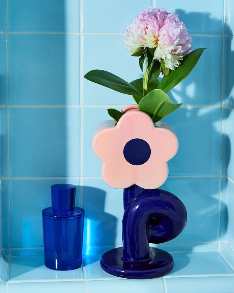 Vase Fleur Loop en forme de boucle avec teintes violet et rose