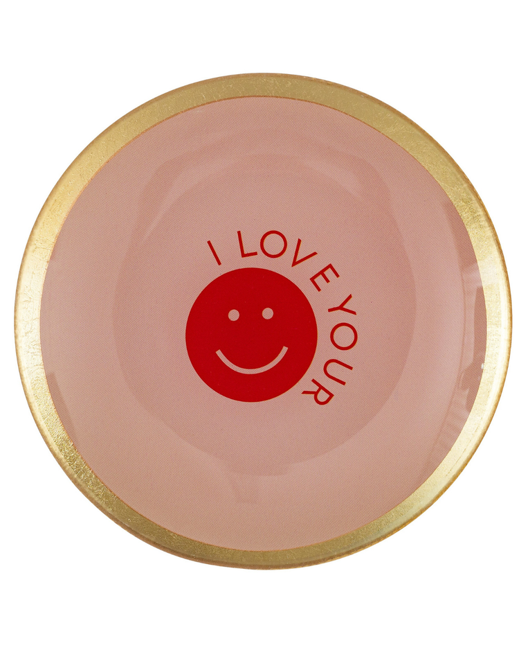 Vide-poche avec message 'I love you're smile' en rose et rouge
