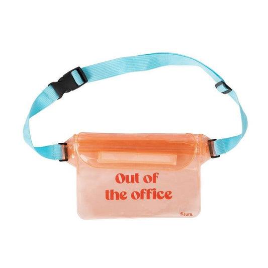 Pochette waterproof 'Out of office' vue de face avec zip