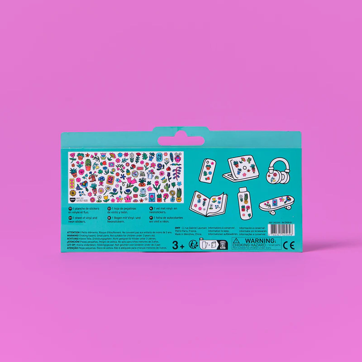 Planche de stickers floraux colorés avec motifs exotiques