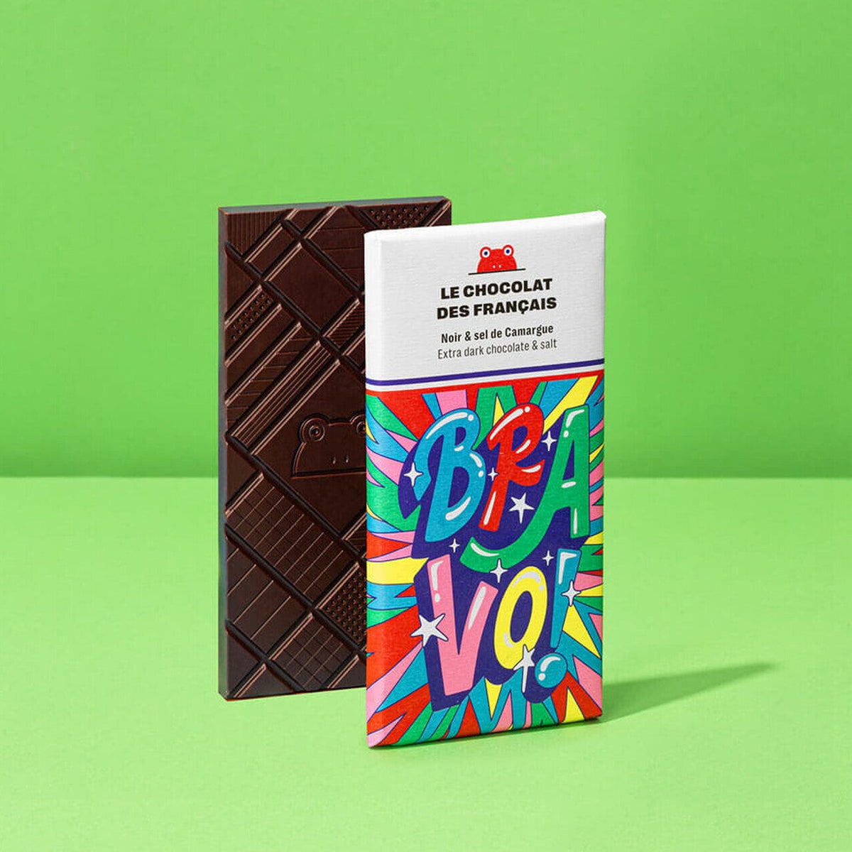 Tablette de chocolat Bravo avec design coloré et texture lisse