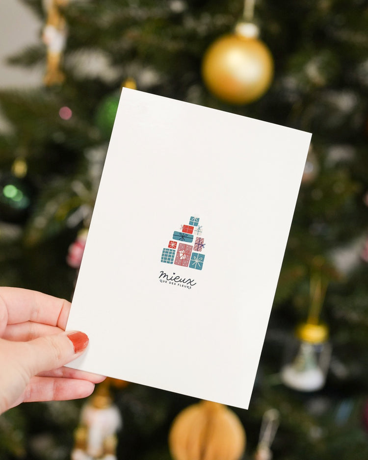 Carte de Noël avec motif givré et texte 'Ho Ho Ho'