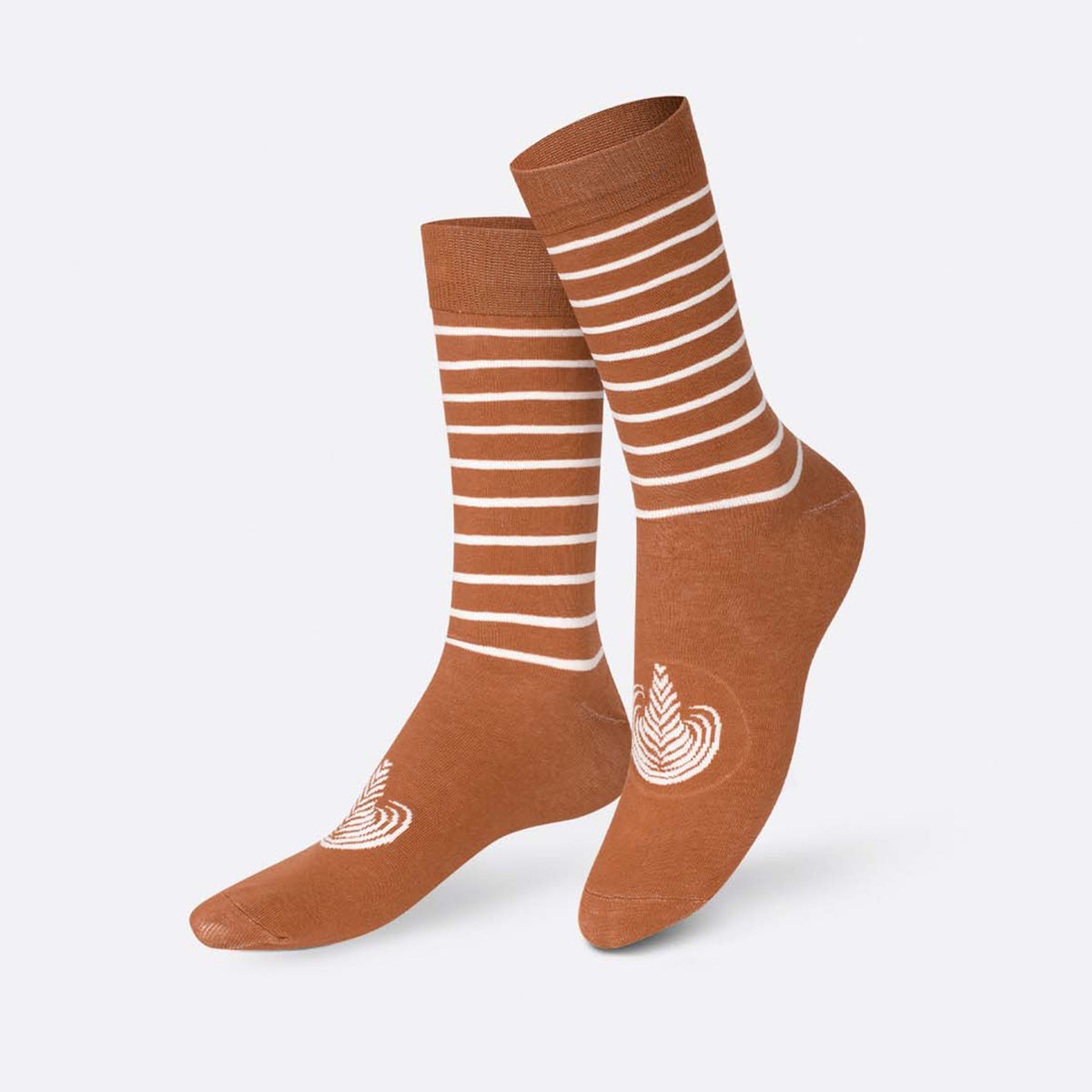 Chaussettes couleur café latte avec motif de mousse
