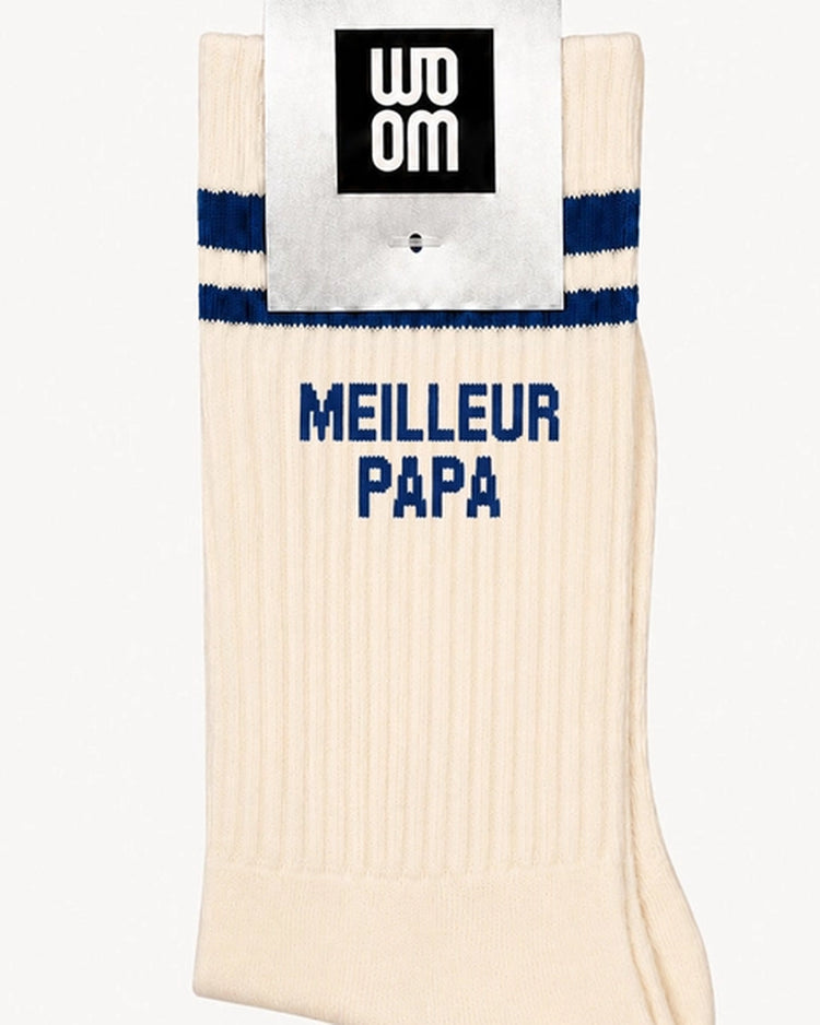 Chaussettes avec message 'Meilleur Papa' sur fond blanc