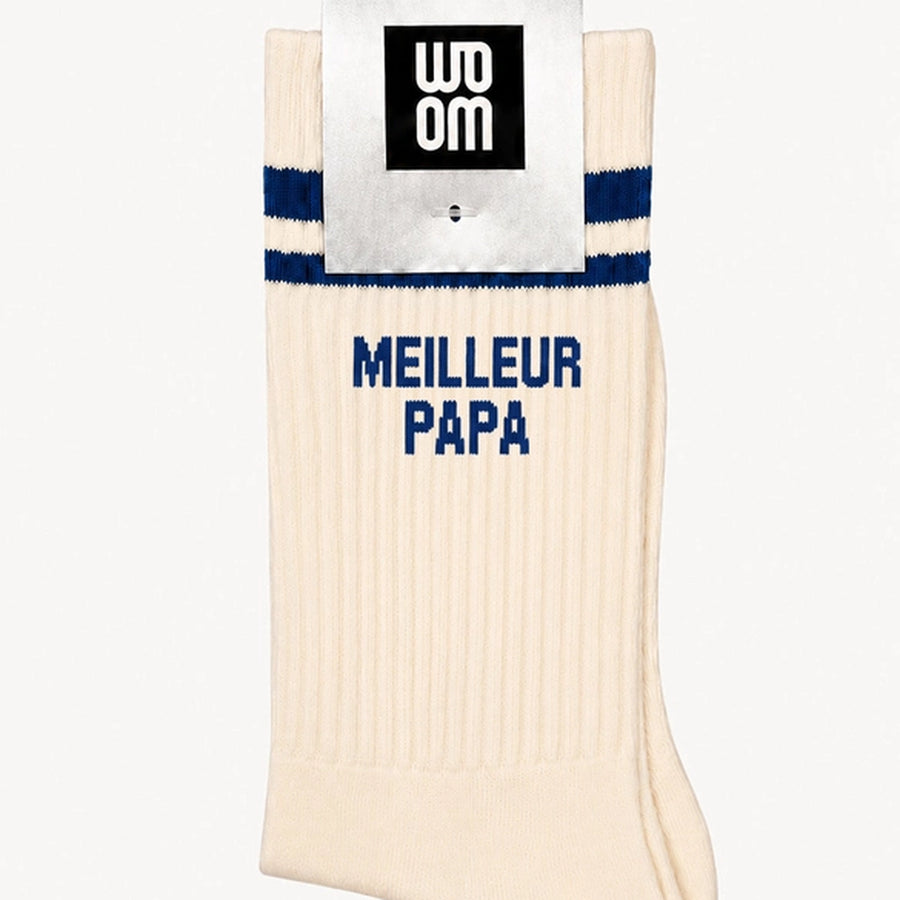 Chaussettes avec message 'Meilleur Papa' sur fond blanc