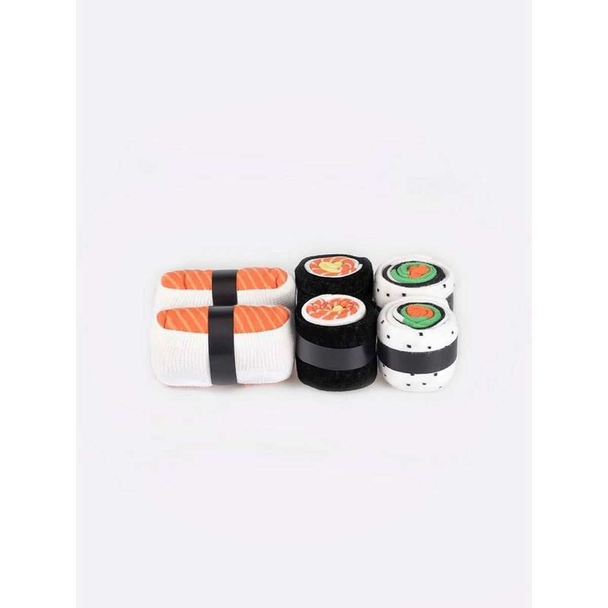 Chaussettes en forme de sushi dans une boîte colorée