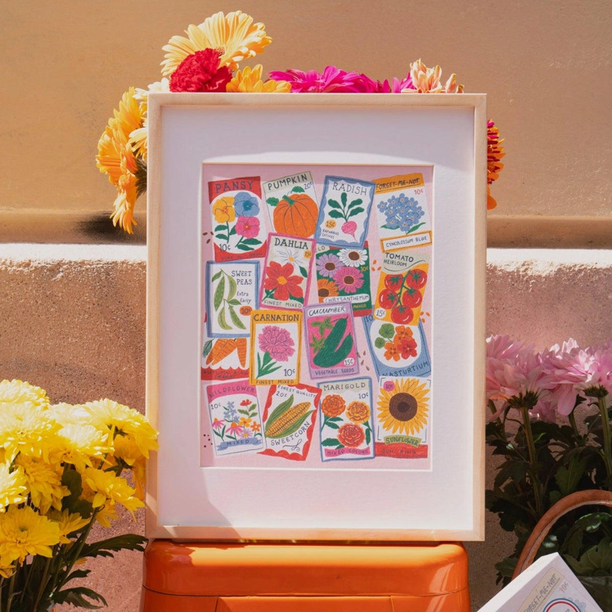 Coffret peinture au numéro avec motifs de sachets de graines