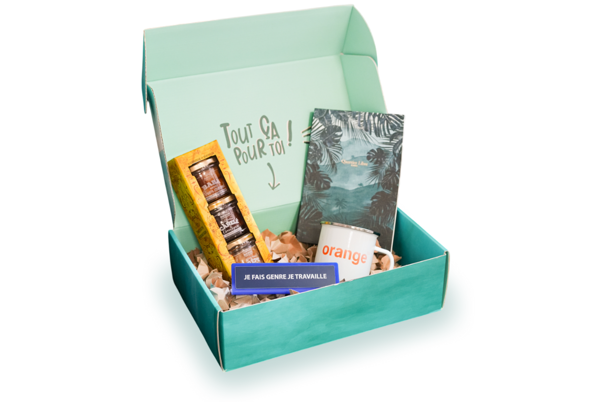 Box personnalisée avec cadeaux d'entreprise