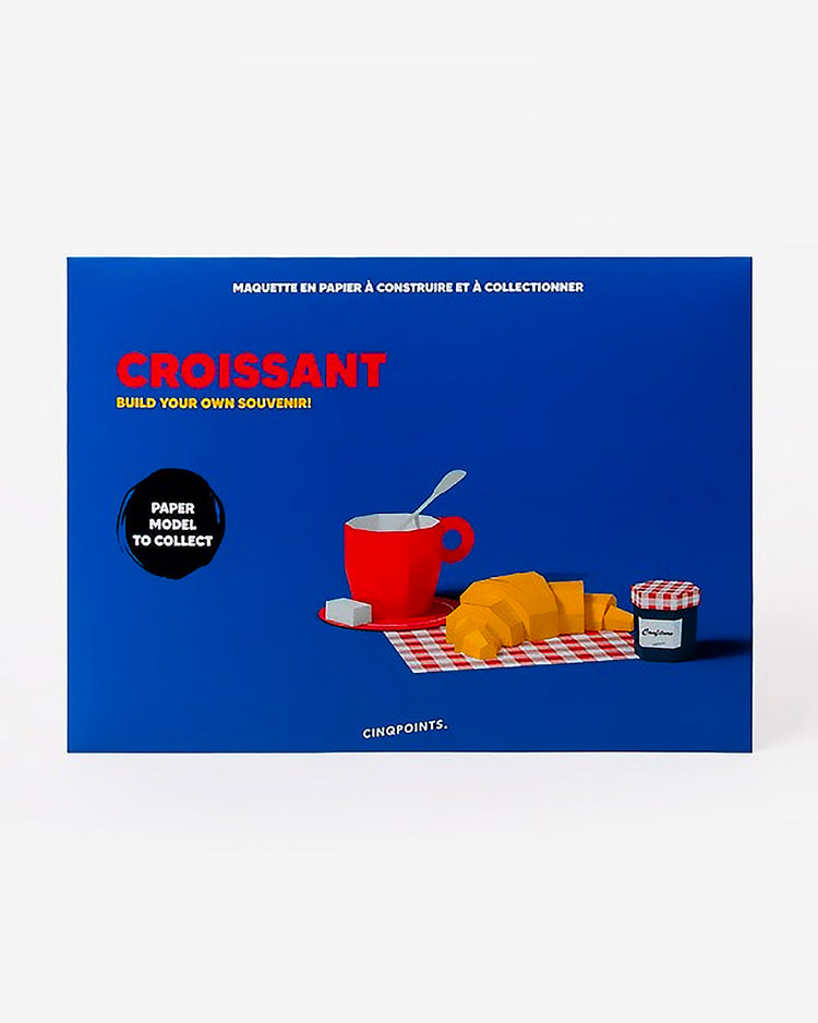 Maquette 3D en papier d'un croissant et tasse de café