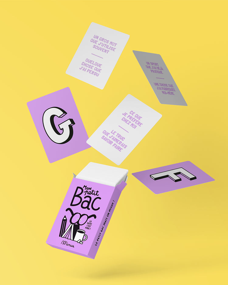 Petit Bac avec patte Minus, design ludique et coloré