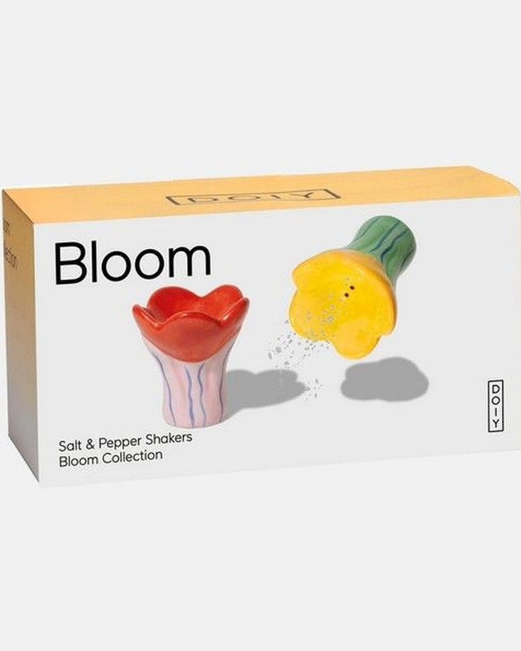 Salière et poivrière Tulipes avec motifs floraux colorés