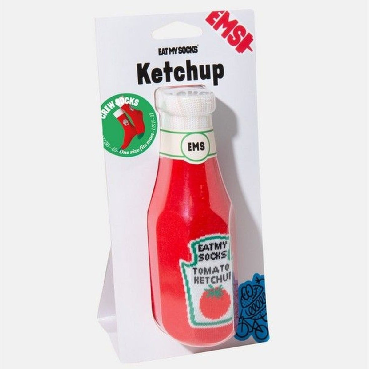 Chaussettes Ketchup avec motif de sauce sur fond blanc