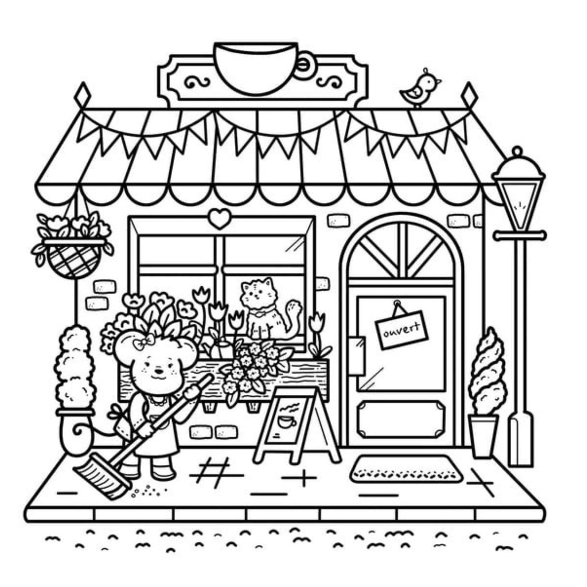 Coloriage-enquête Cozy avec scènes détaillées à colorier
