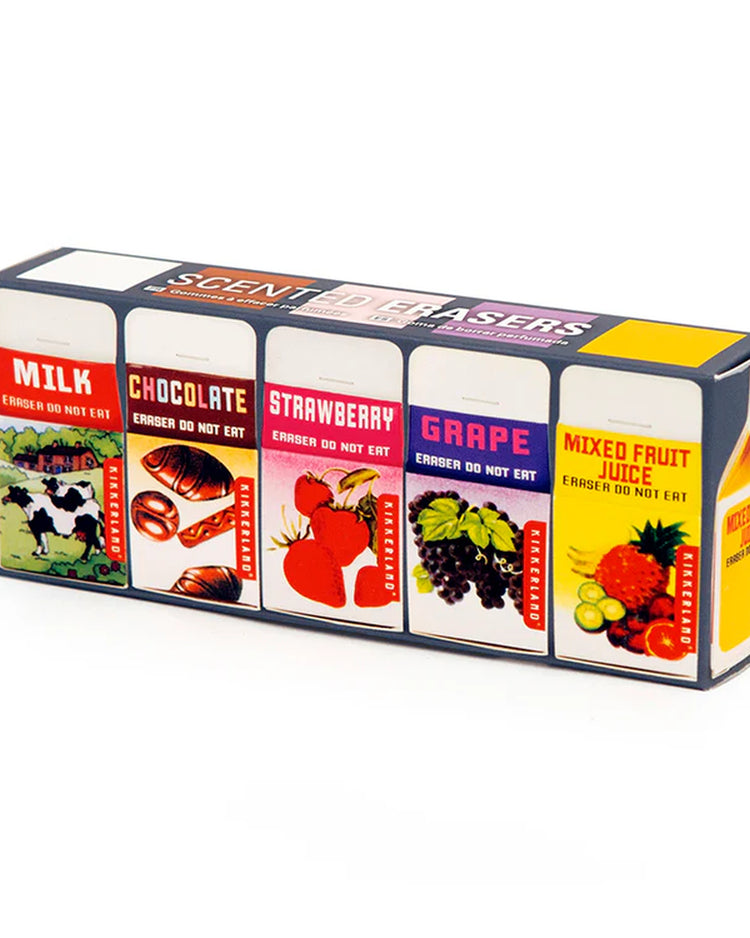 Gommes parfumées en forme de brique de lait, couleurs vives