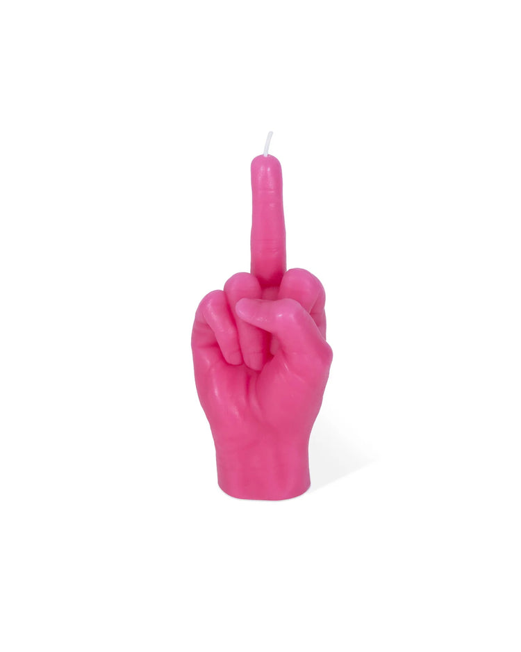 Mini bougie en forme de main avec un message humoristique