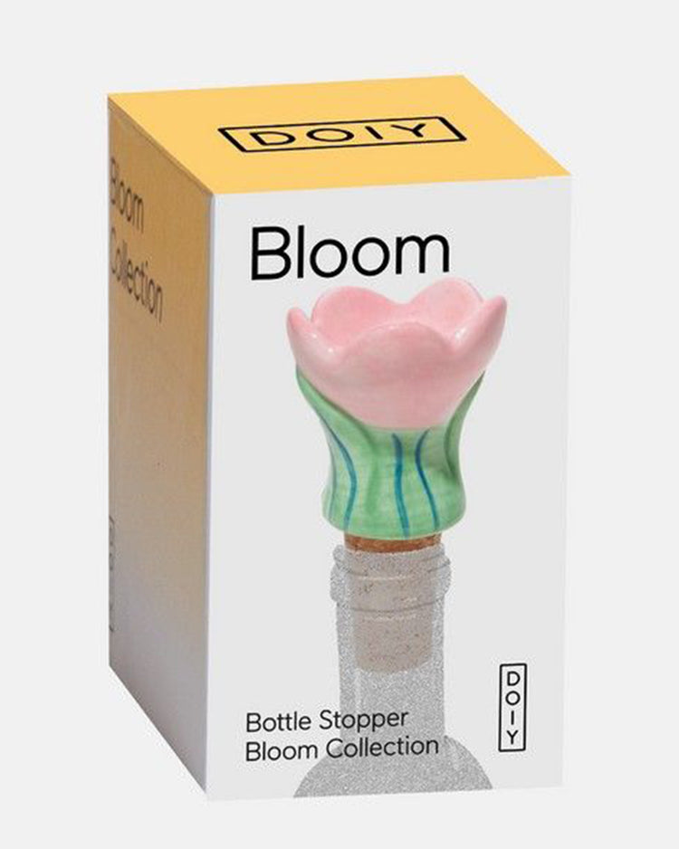 Bouchon de bouteille tulipe avec détails floraux en gros plan.