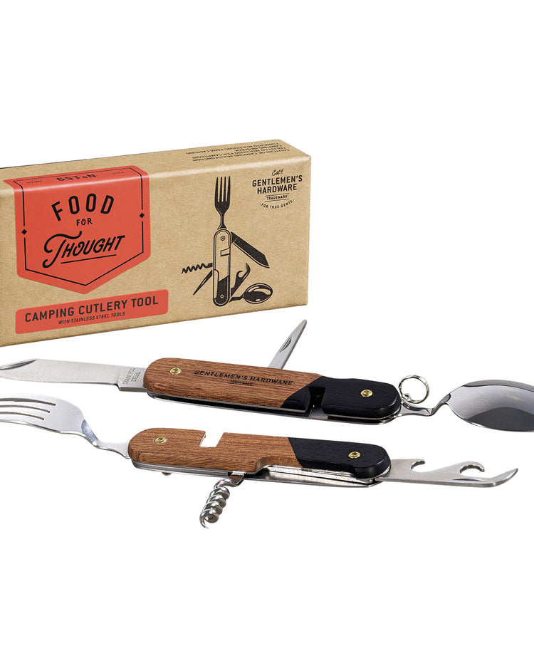 Kit de couverts de voyage avec manche en bois élégant
