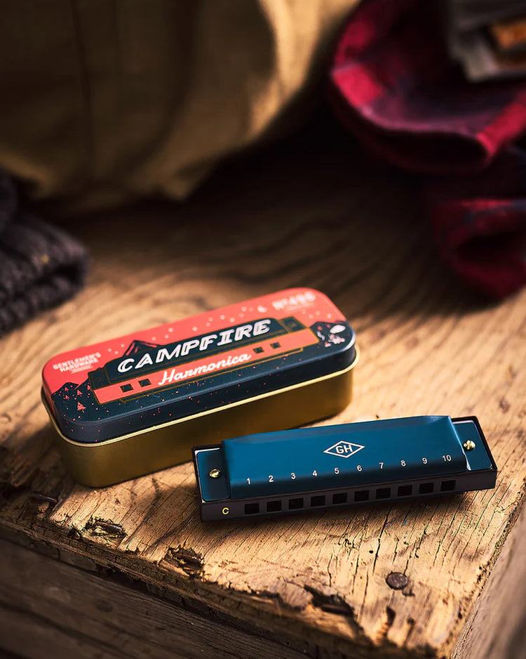Harmonica de camping avec finition métallique brillante