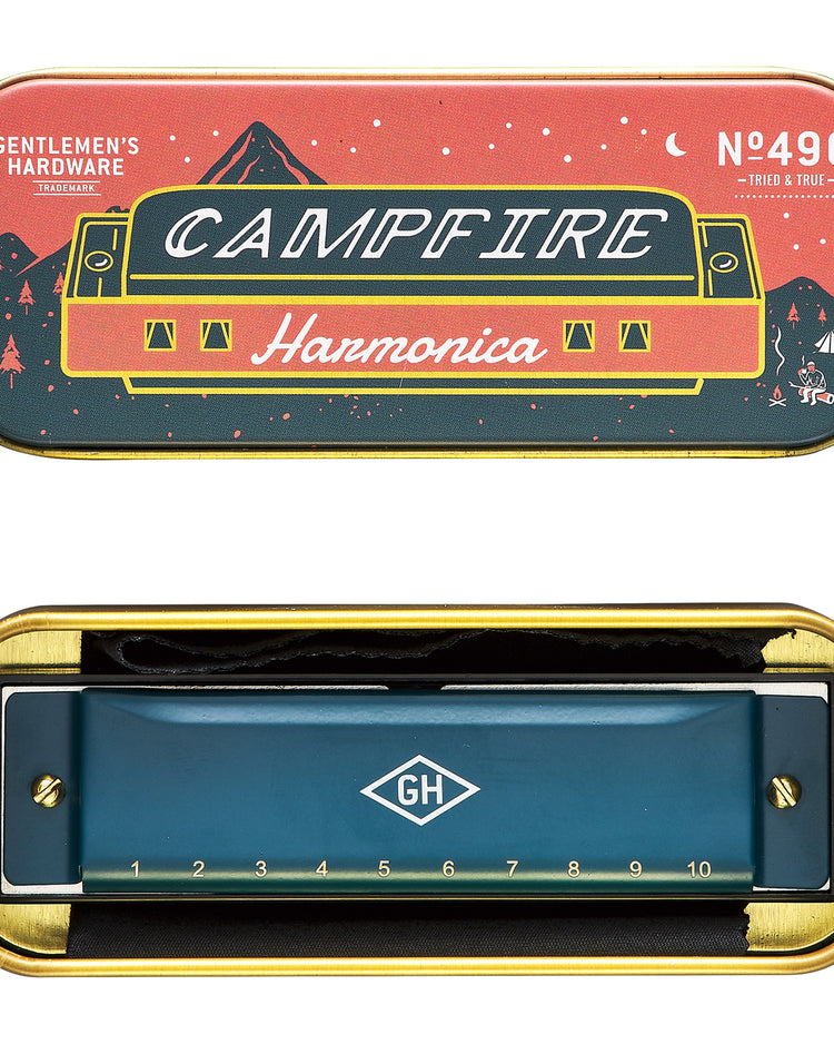 Harmonica de camping avec finition métallique brillante