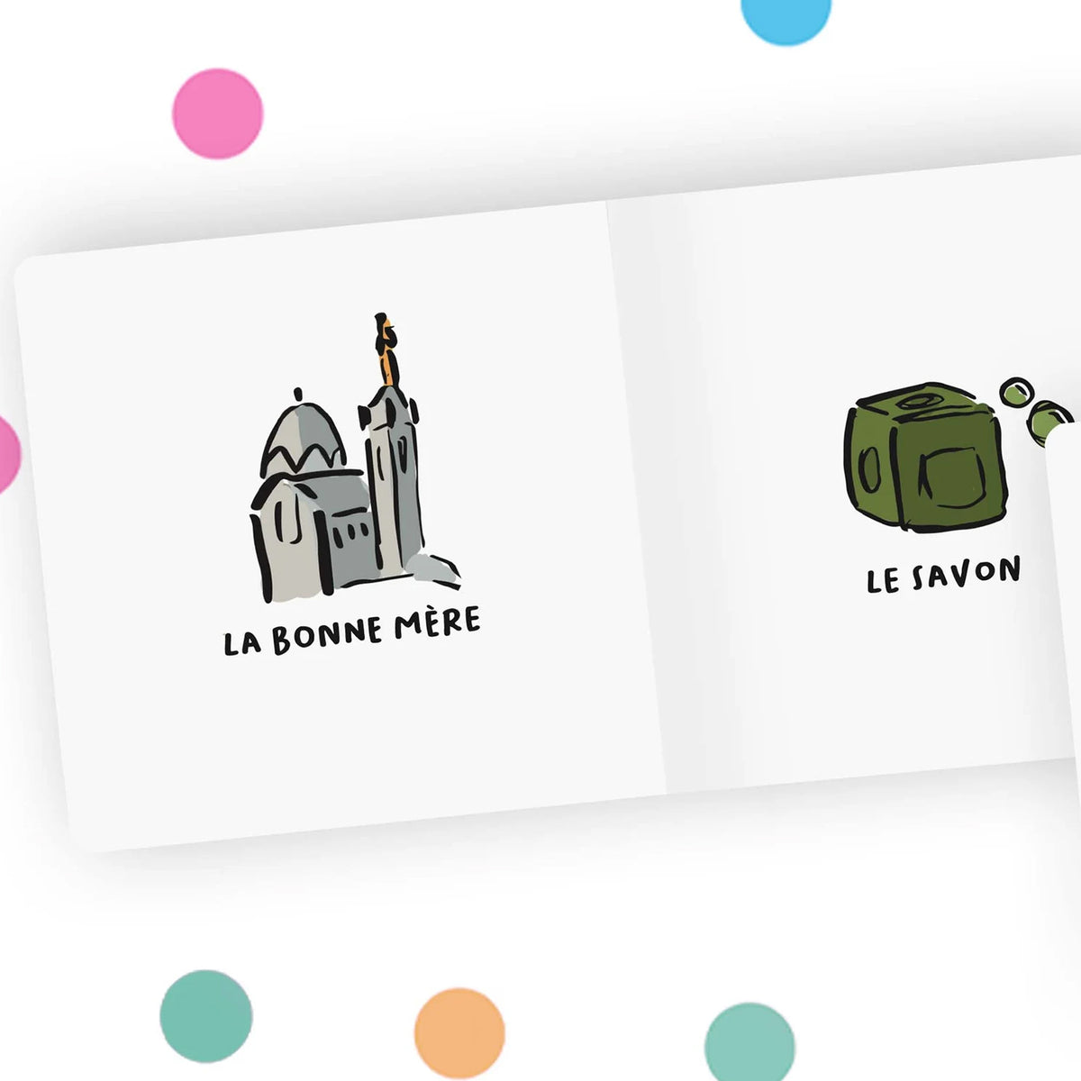 Livre imagier sur Marseille avec illustrations colorées