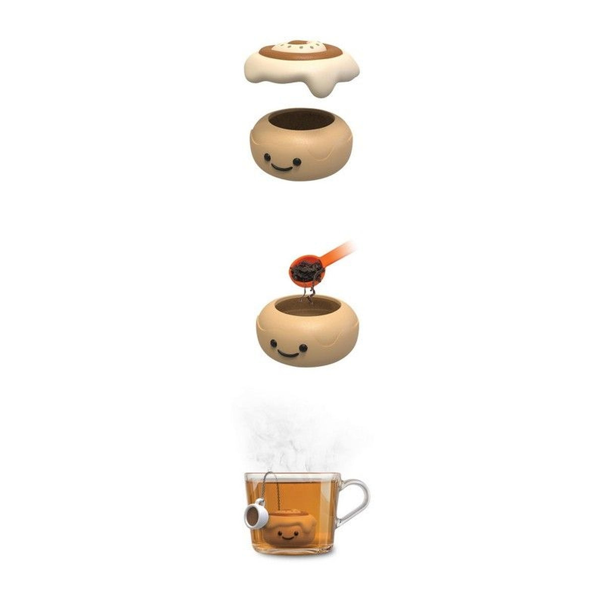 Infuseur à thé en forme de cinnamon roll sur tasse