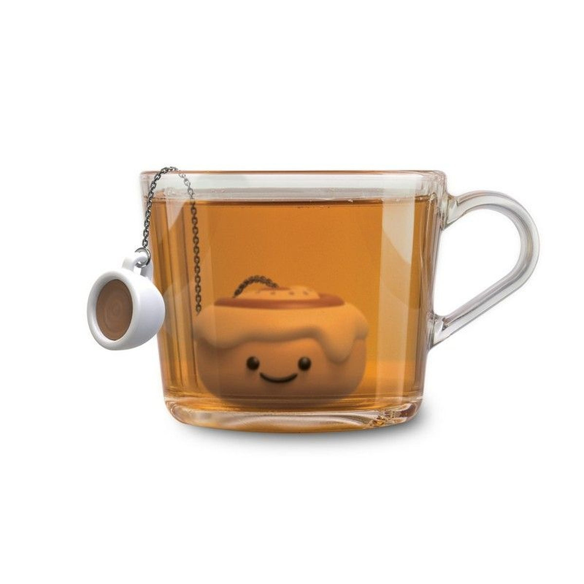 Infuseur à thé en forme de cinnamon roll sur une tasse