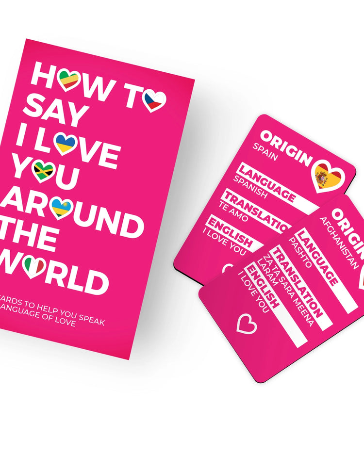Jeu de cartes avec illustrations colorées sur l'amour