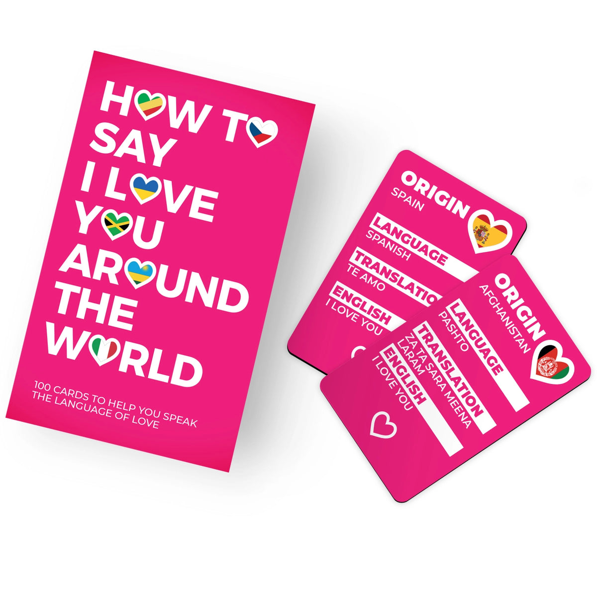 Jeu de cartes avec illustrations colorées sur l'amour