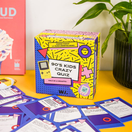 Boîte du jeu Crazy Quiz avec design rétro coloré