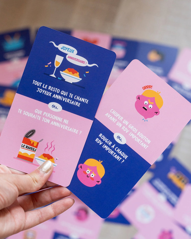 Boîte du jeu de débats avec illustrations colorées et amusantes.