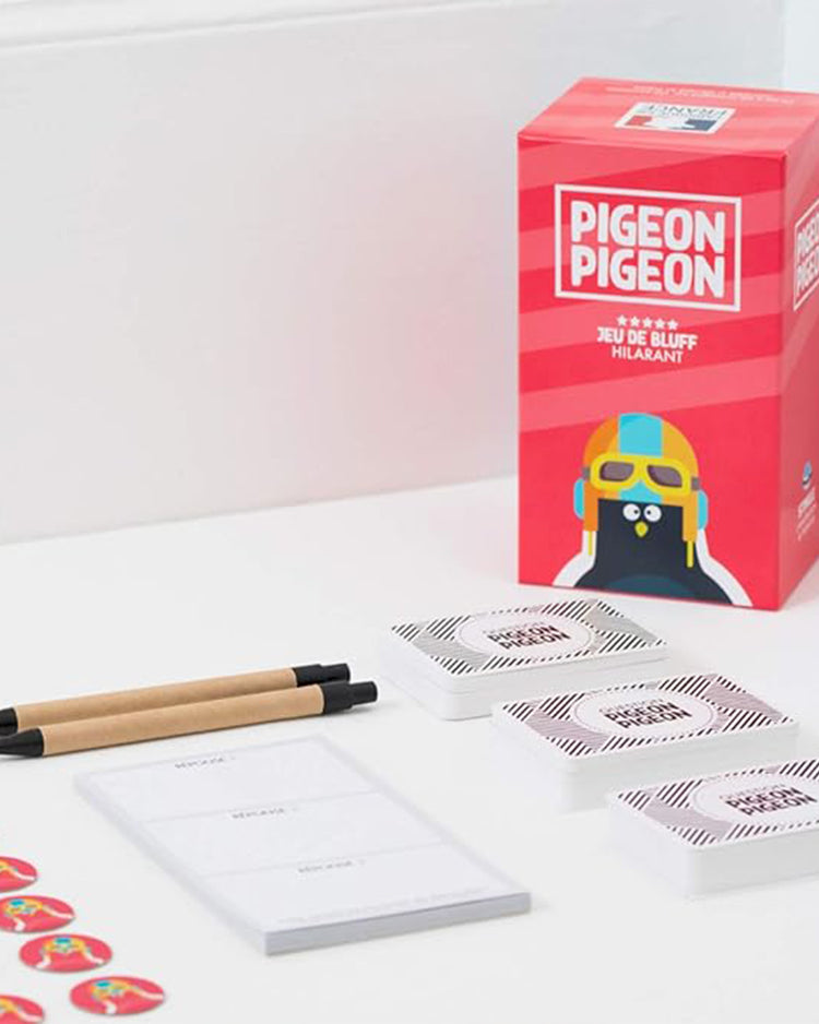 Boîte du jeu Pigeon Pigeon avec illustrations humoristiques