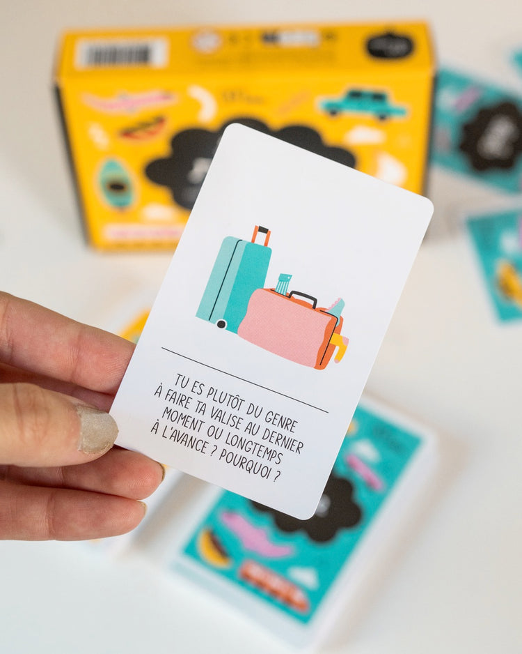 Jeu de discussion pour enfants avec illustrations colorées.