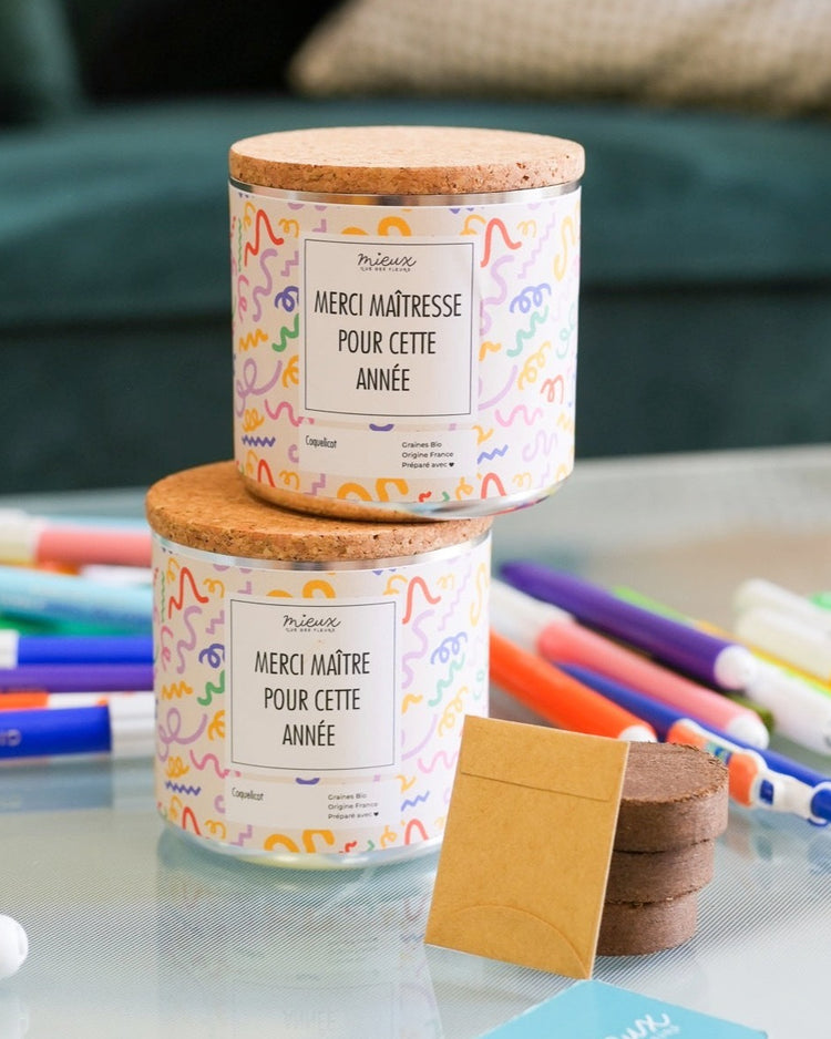 Kit à planter avec palet déshydraté et étiquette colorée