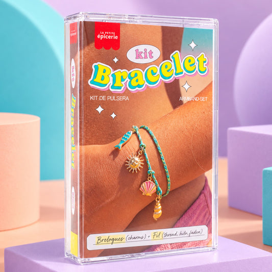 Kit DIY bracelet océan avec coquillages dans une cassette