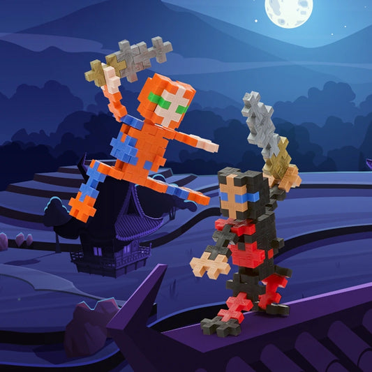 Kit de construction Ninja avec pièces colorées en détail