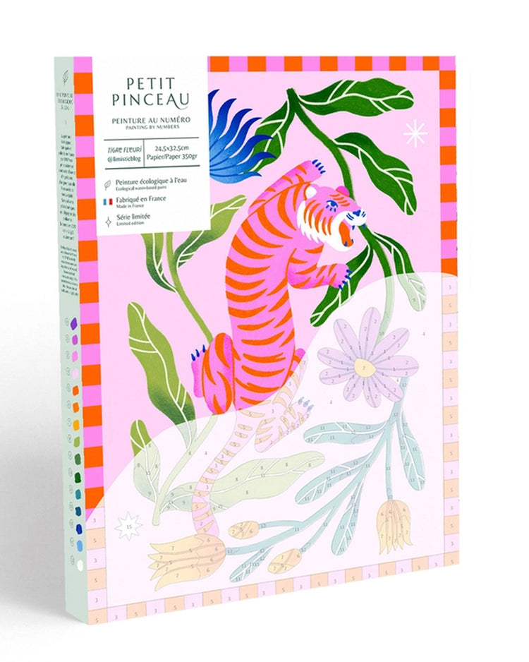 Kit peinture au numéro avec tigre fleuri en détail coloré