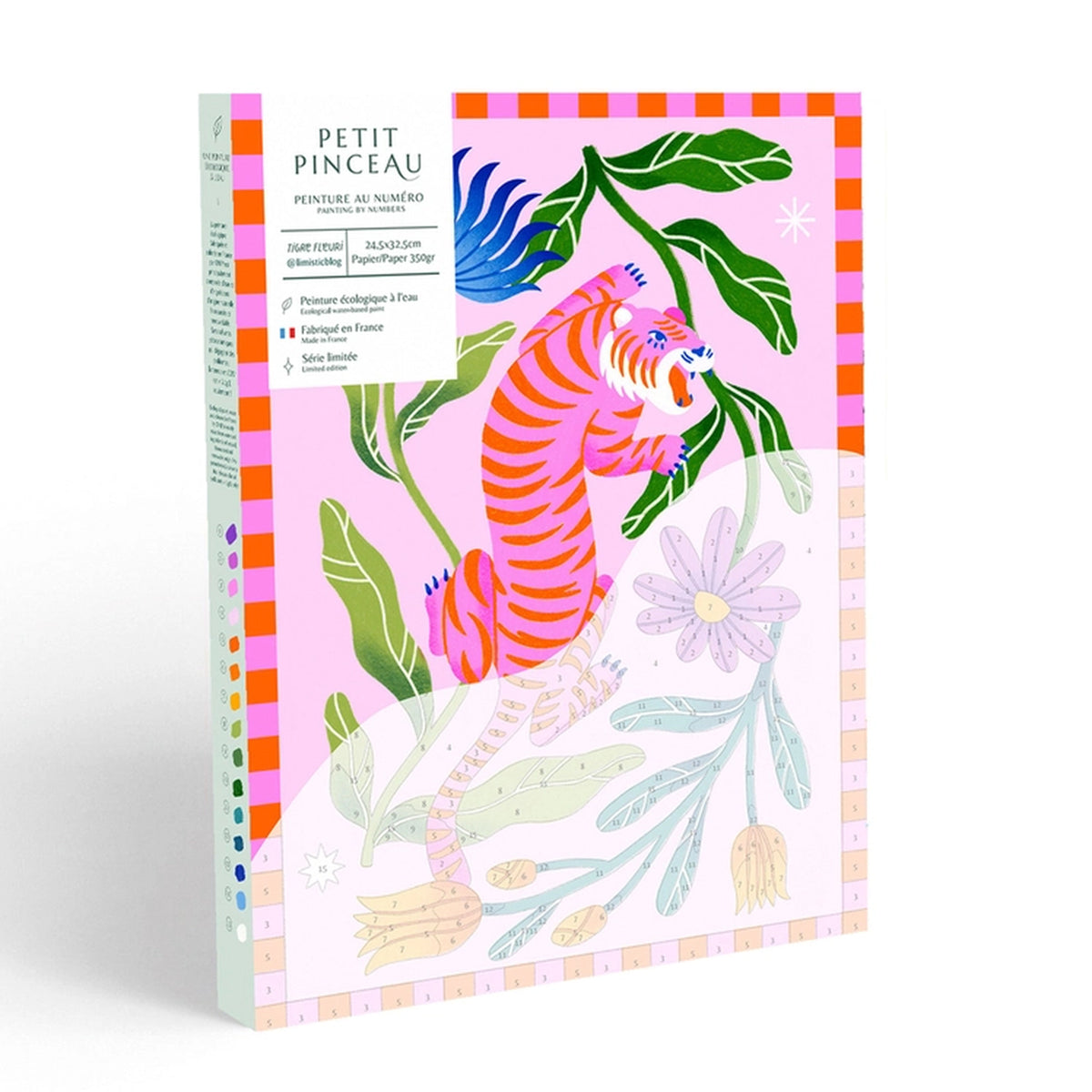 Kit peinture au numéro avec tigre fleuri en détail coloré