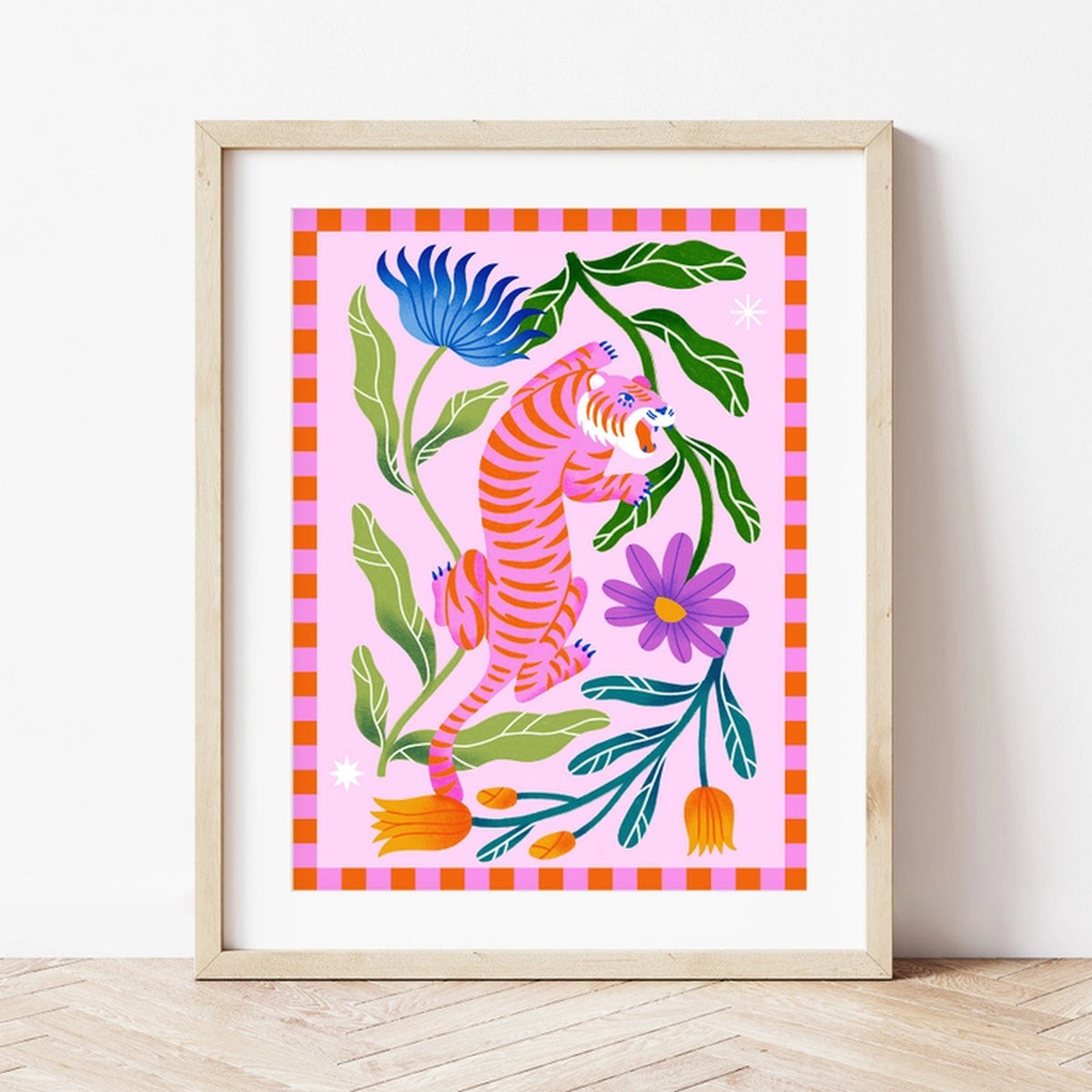 Kit peinture au numéro avec un tigre fleuri en détail