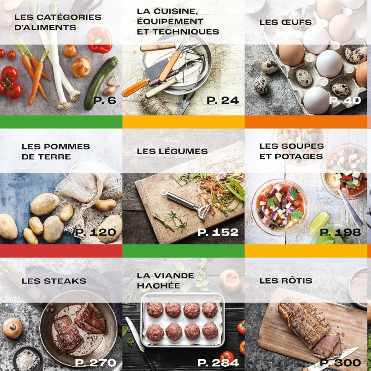 Couverture du grand livre de cuisine avec illustrations colorées