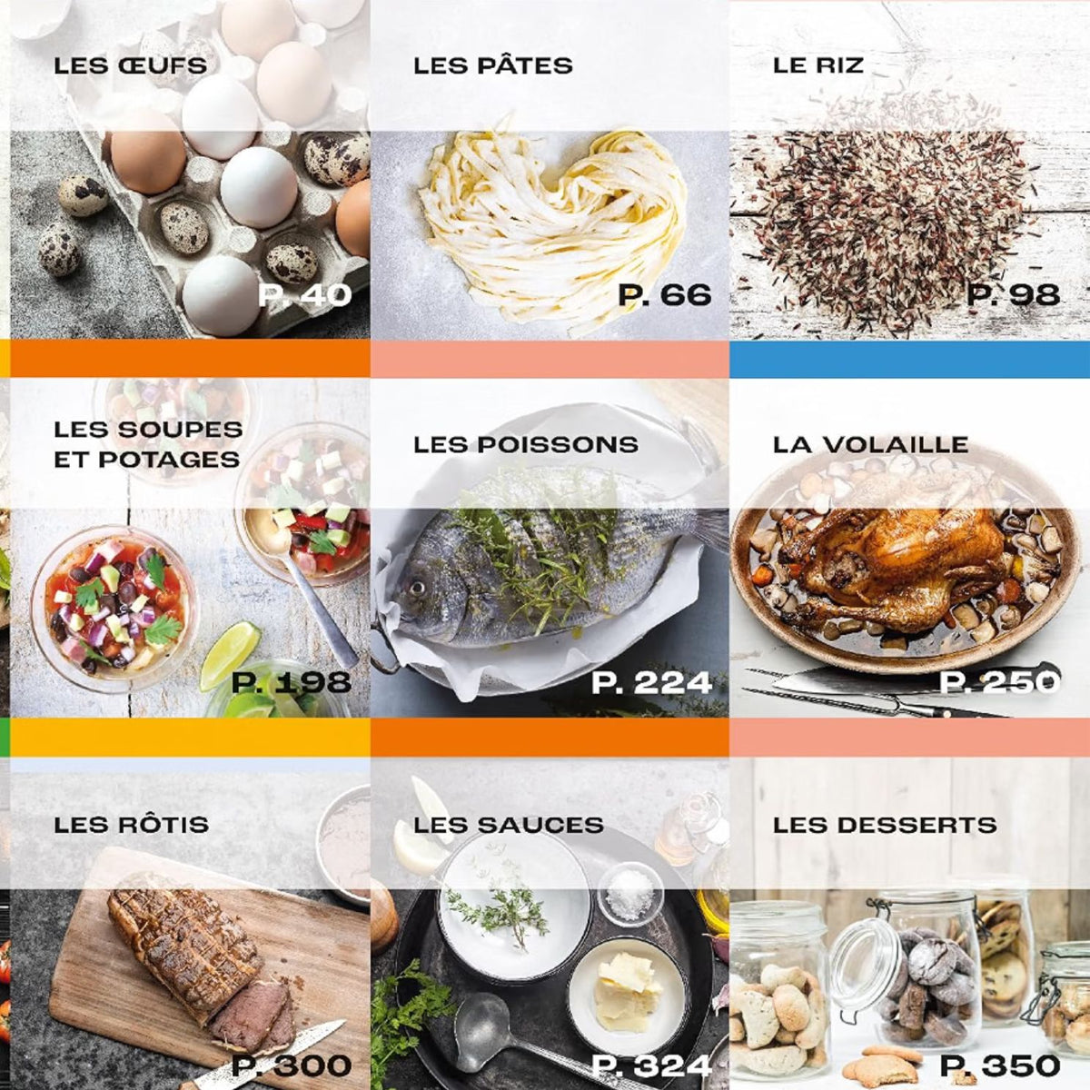 Couverture du grand livre de cuisine avec illustrations colorées