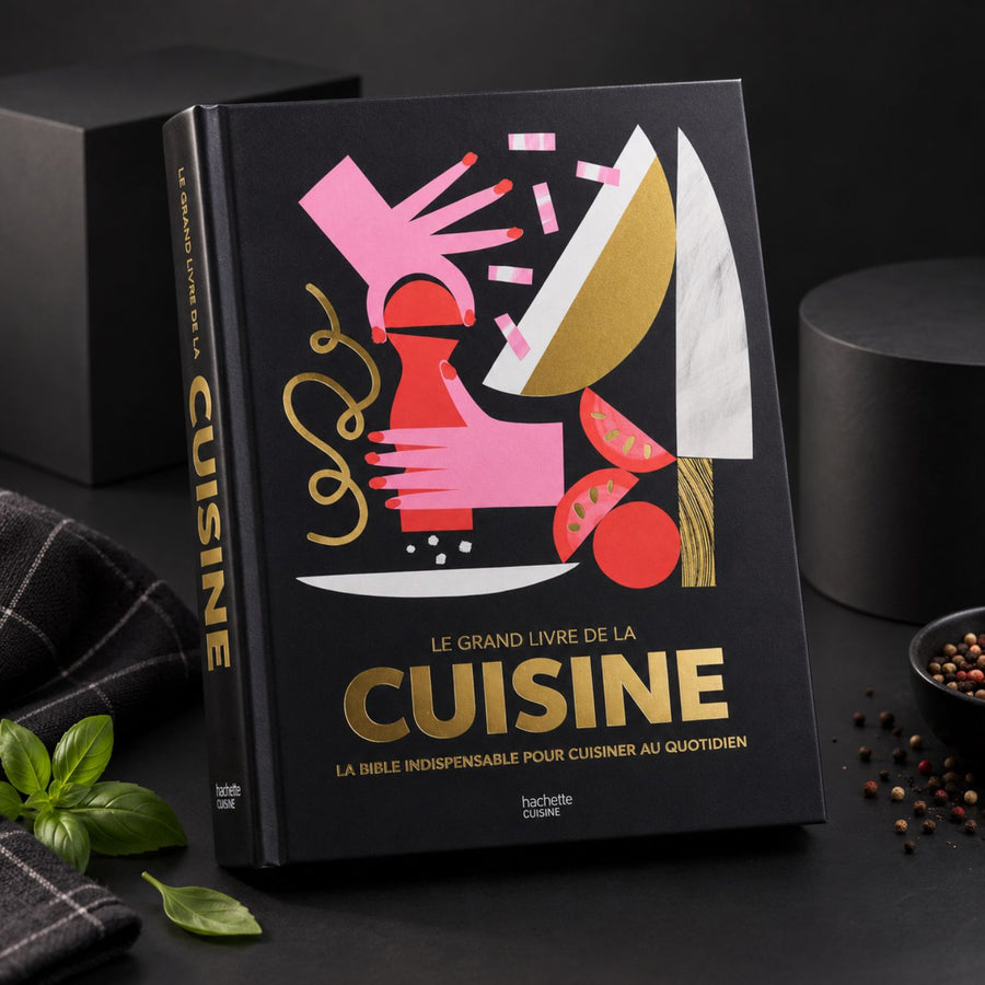 Couverture du grand livre de cuisine avec illustrations colorées