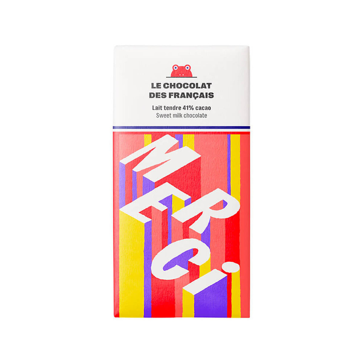 Tablette de chocolat au lait bio avec design coloré