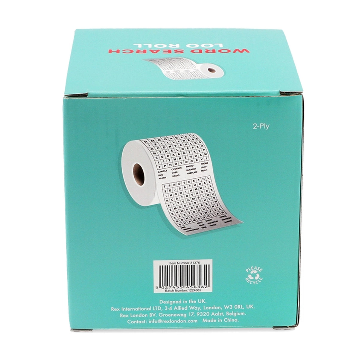 Rouleau de papier toilette avec grilles de mots croisés imprimées