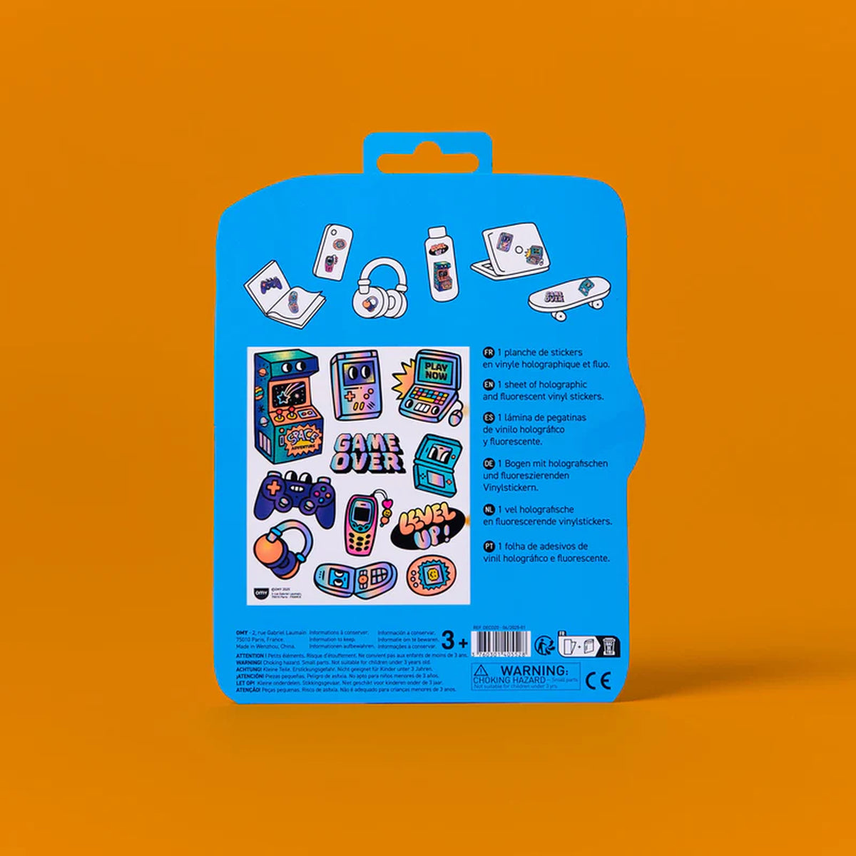 Planche de stickers fluo sur le thème des jeux vidéo