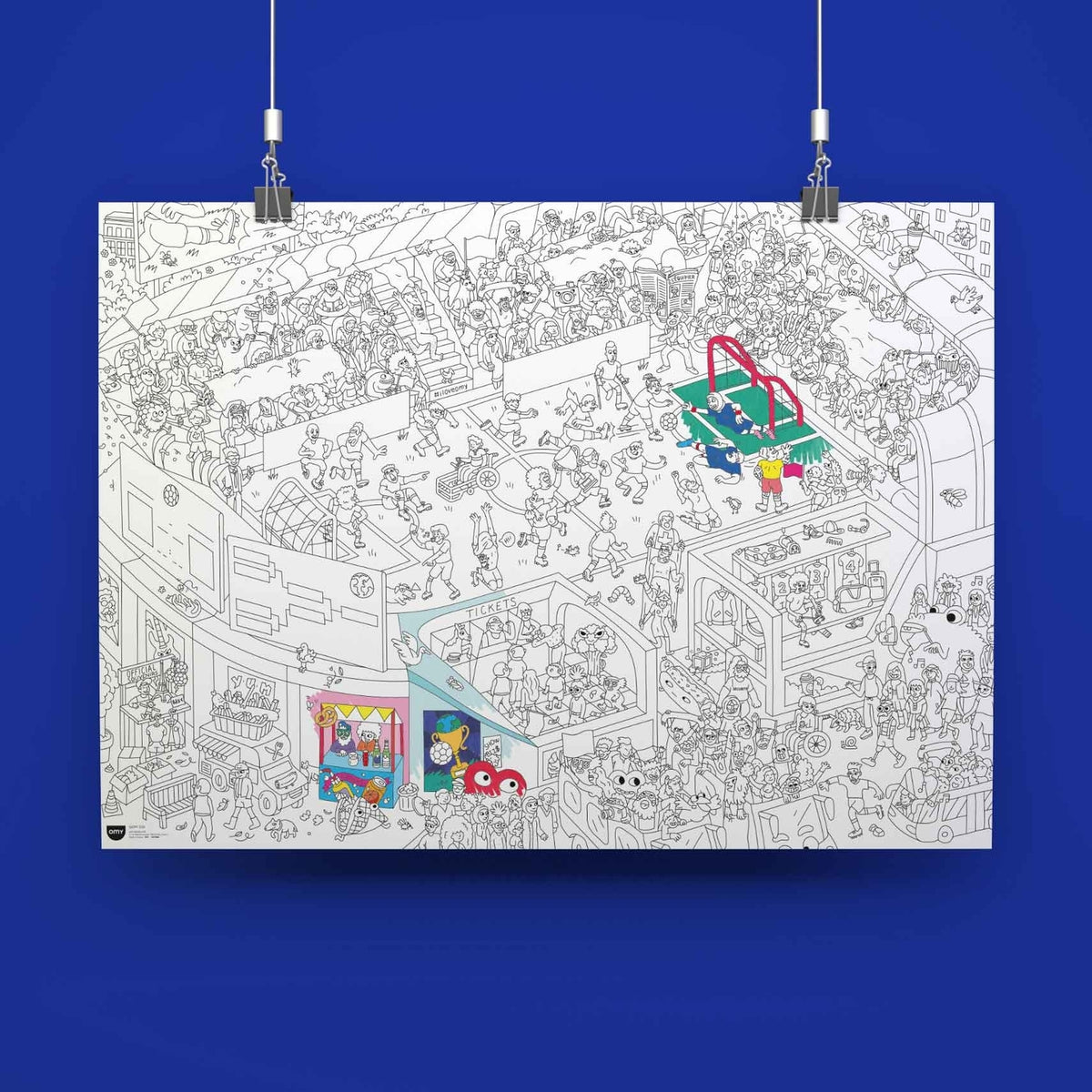 Poster à colorier football avec motifs dynamiques et détails variés