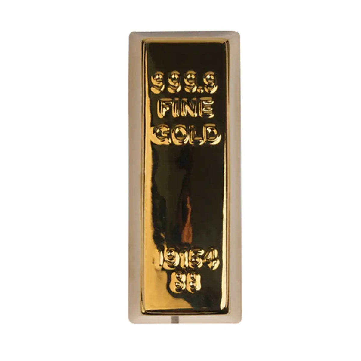 Vue de dessus de la tirelire lingot d'or brillante